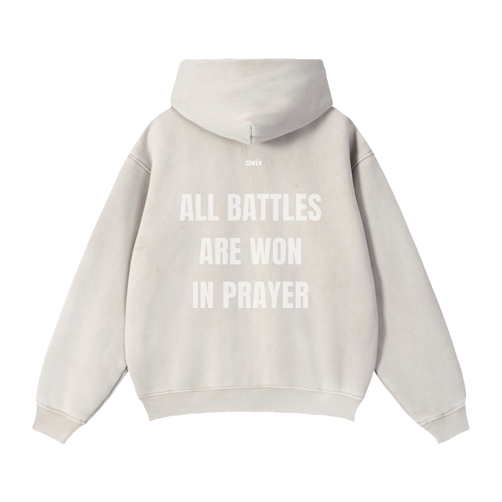 All Battles Are Won in Prayer Zip-Through Boxy Fleece Hoodie | Abwûn Collection