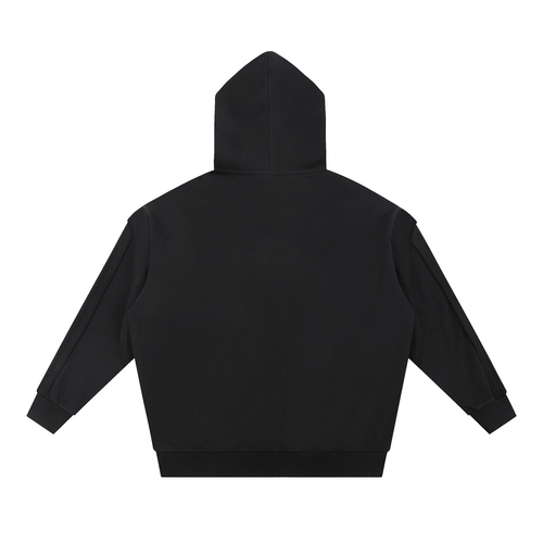 LIFTED Contrast Tape Raw Edge Double Layered Zip Hoodie