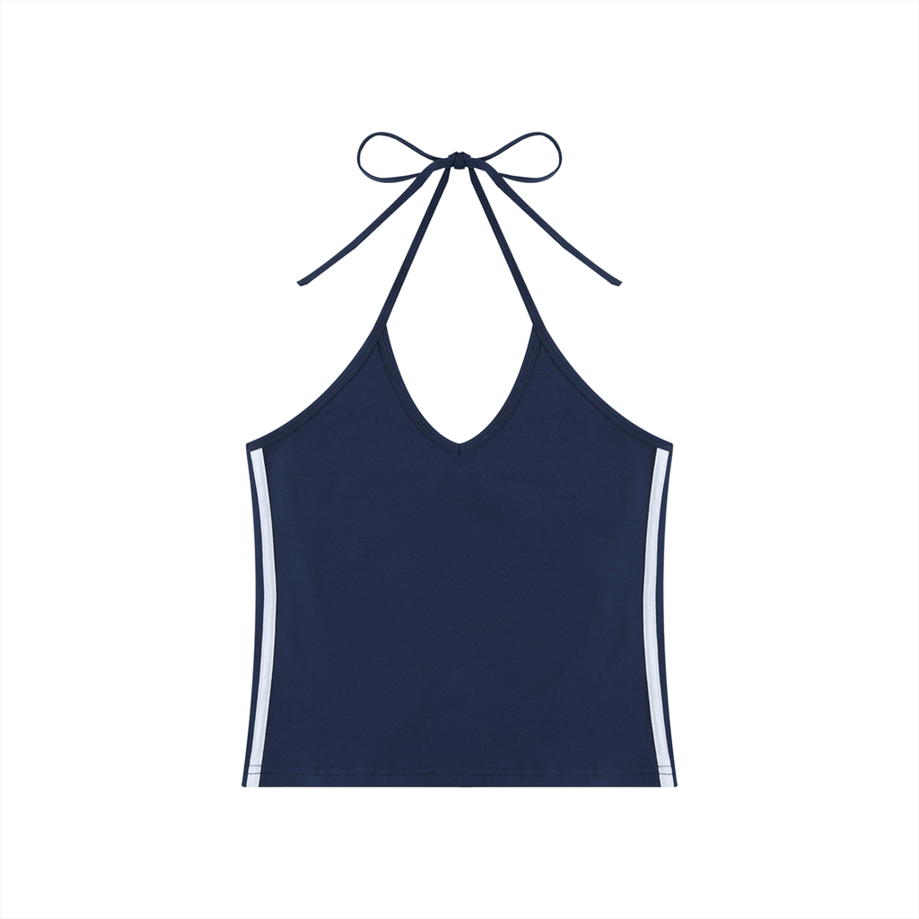 Color Block Halter Crop Tank Top