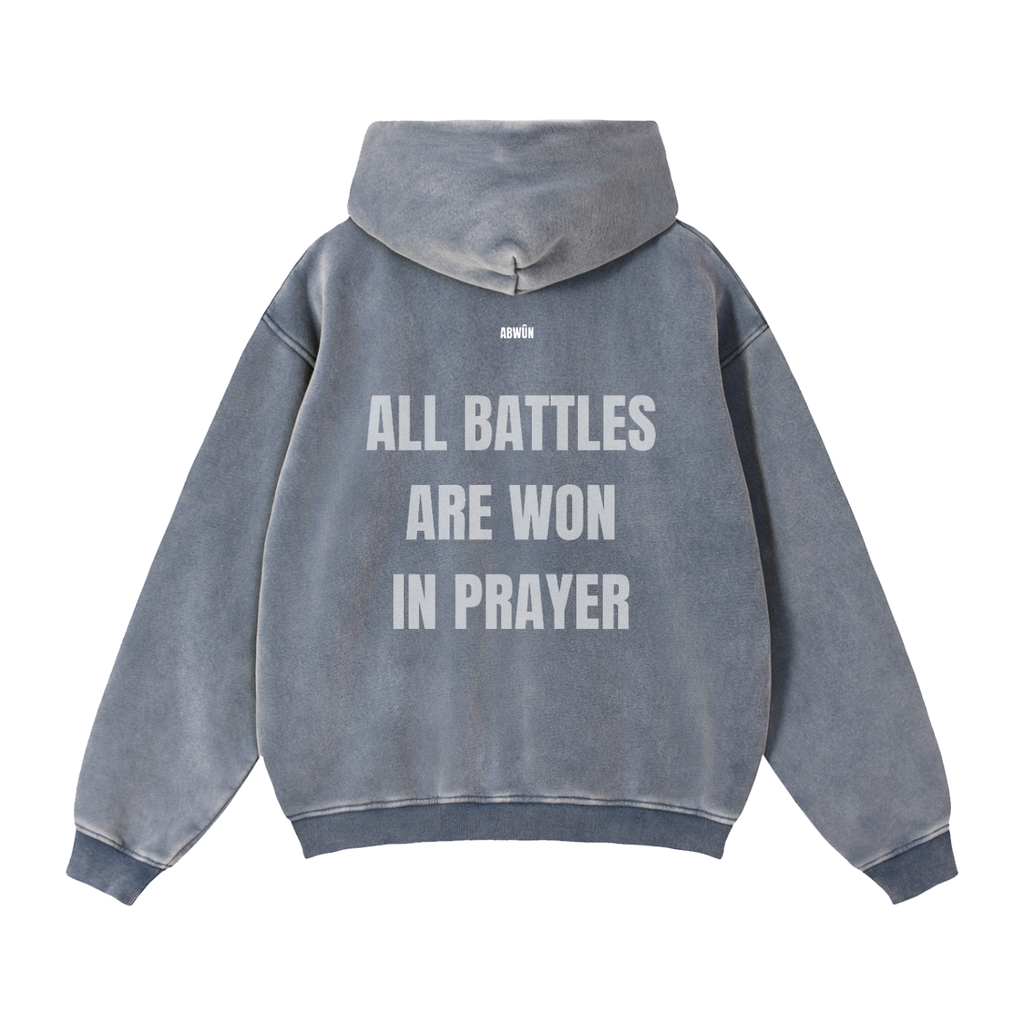 All Battles Are Won in Prayer Zip-Through Boxy Fleece Hoodie | Abwûn Collection