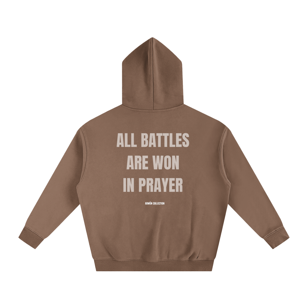 All Battles Are Won in Prayer Oversized Fleece Hoodie | Abwûn Collection