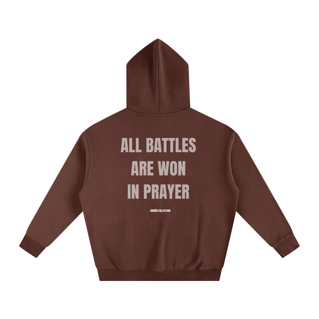 All Battles Are Won in Prayer Oversized Fleece Hoodie | Abwûn Collection