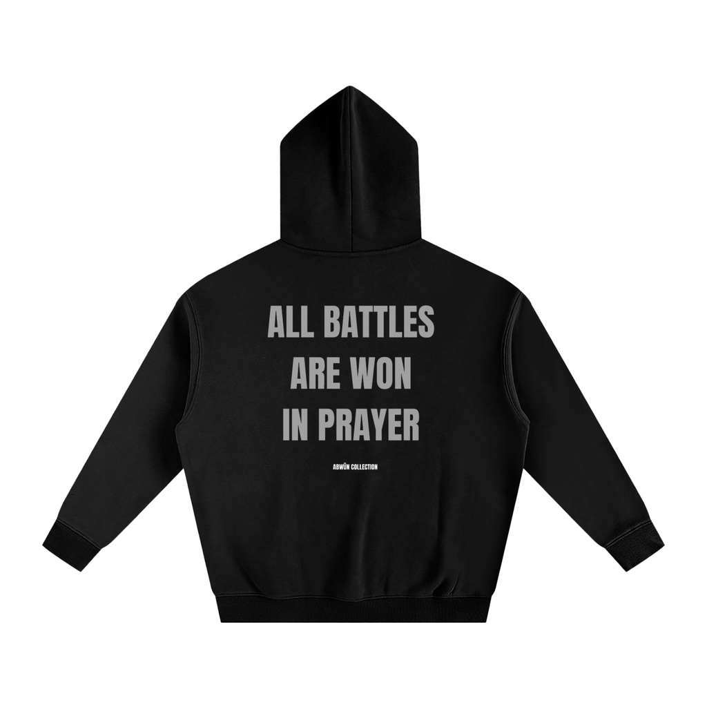 All Battles Are Won in Prayer Oversized Fleece Hoodie | Abwûn Collection