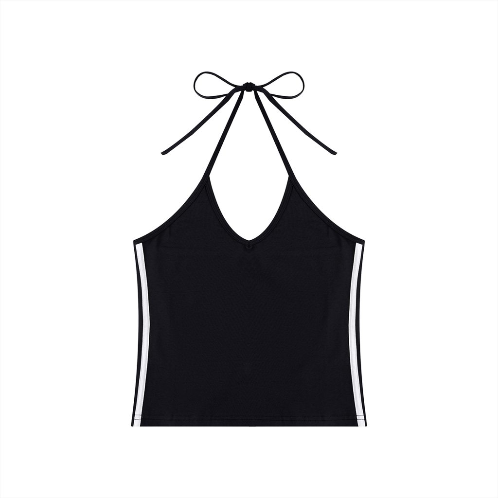 Color Block Halter Crop Tank Top