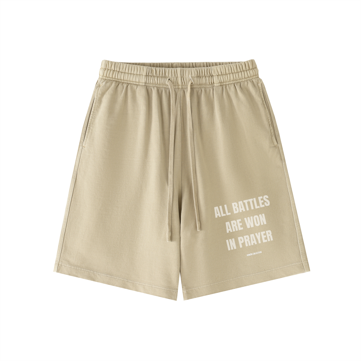 All Battles Are Won in Prayer Vintage Wash Shorts | Abwûn Collection