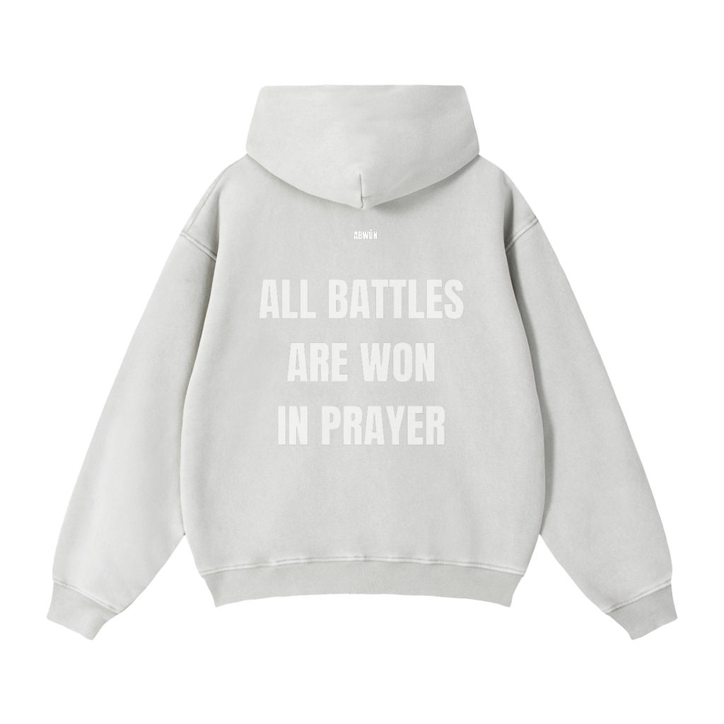 All Battles Are Won in Prayer Zip-Through Boxy Fleece Hoodie | Abwûn Collection