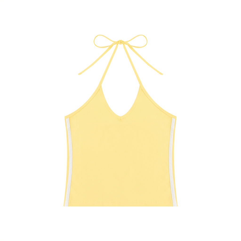 Color Block Halter Crop Tank Top